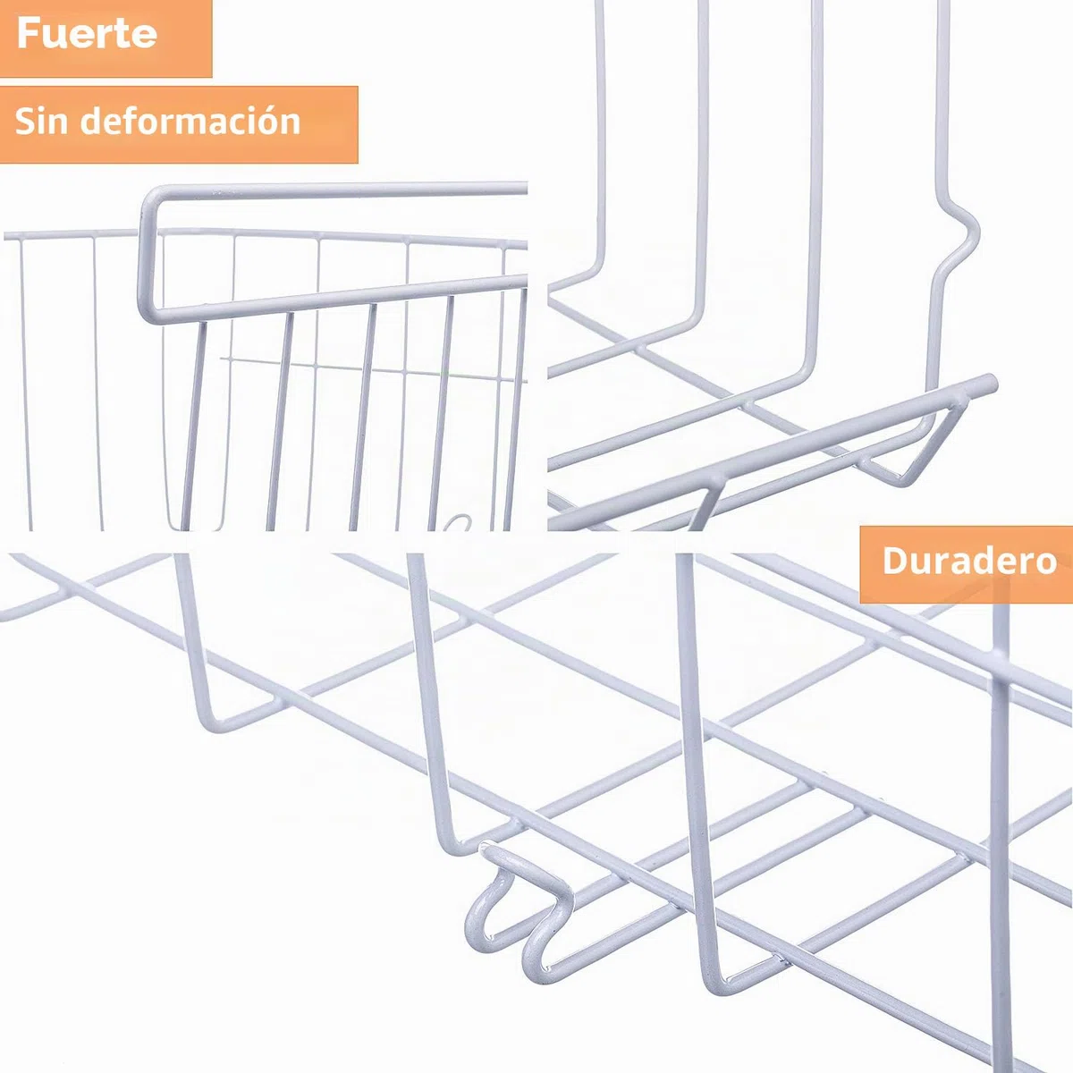 Lonian apilable cesta colgante, 2 cestas de almacenamiento de alambre colgantes debajo del estante, adecuadas para cocina, oficina, trastero, baño, armario