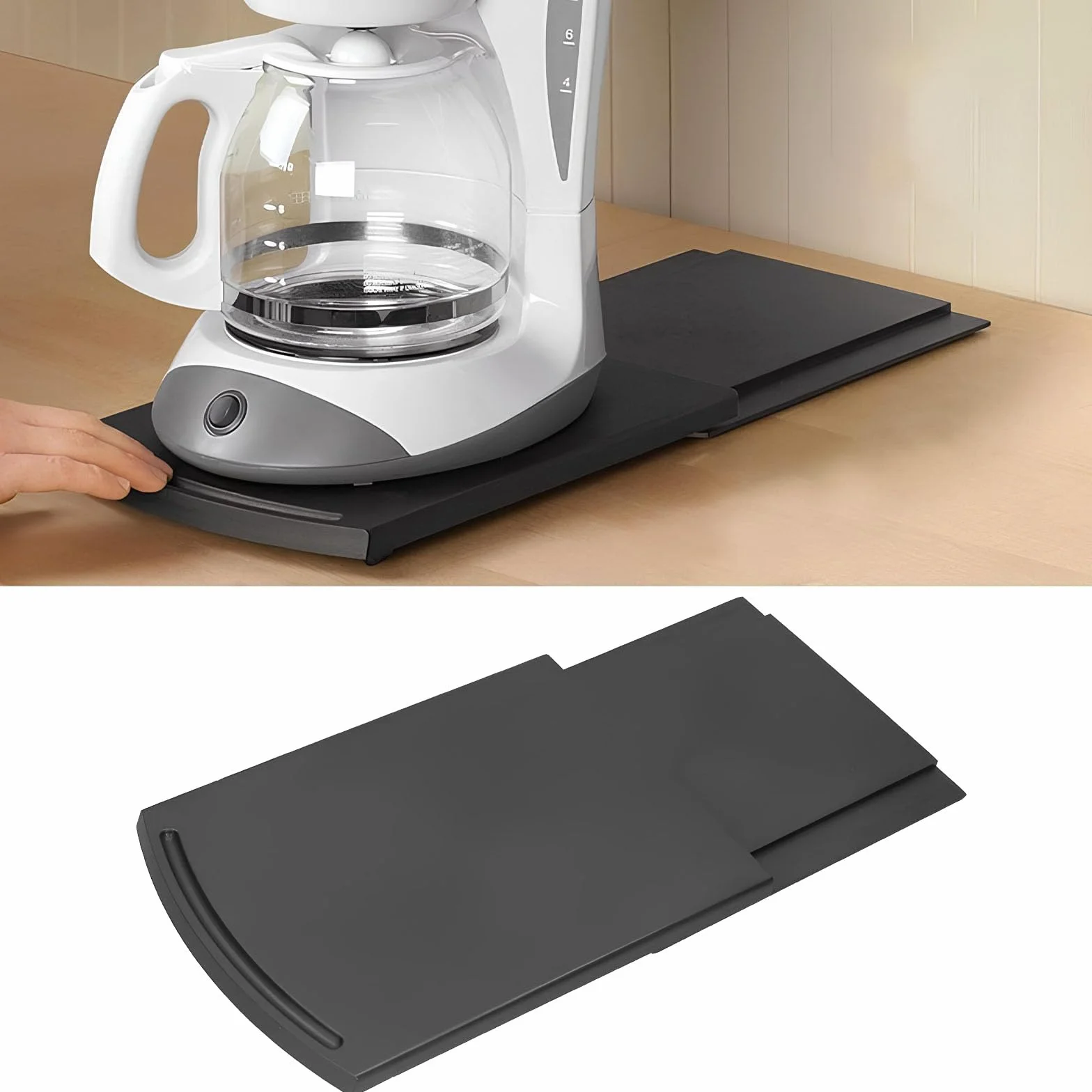 Bandeja de Café Deslizante, Bandeja Deslizante para Café, Alfombrilla Deslizante Máquina de Café, Bandeja Deslizante para Cafetera, para Pequeños Electrodomésticos de Cocina Cafetera Tostadora