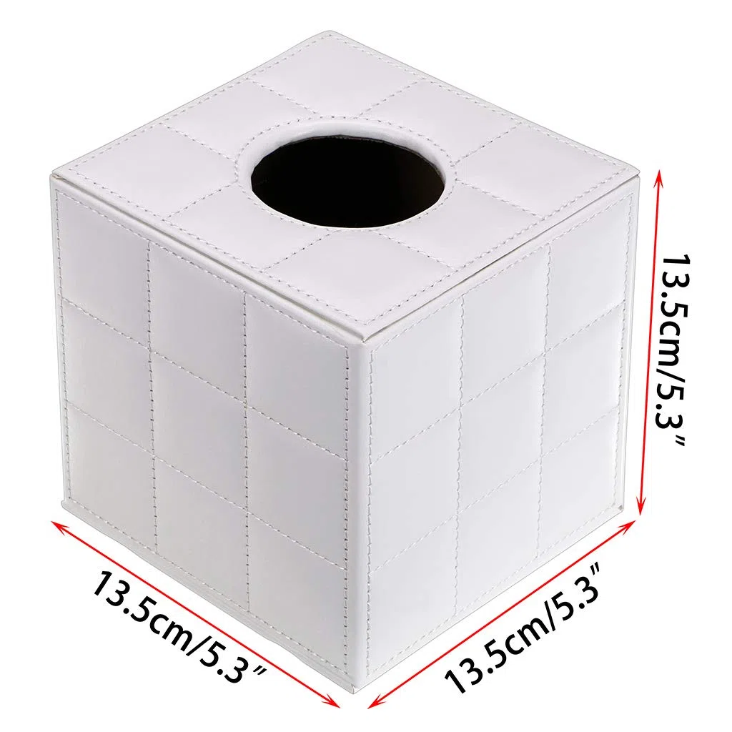 BTSKY Soporte para caja de pañuelos de piel sintética, para el hogar, oficina, pañuelos, servilletas, organizador de escritorio (cubo blanco)