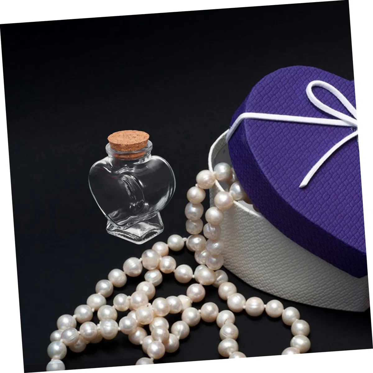 INOOMP Juego de 4 Botellas Deseos Transparentes Forma de Corazón de Vidrio y Tapón de Madera, Fáciles de Transportar Decoración DIY