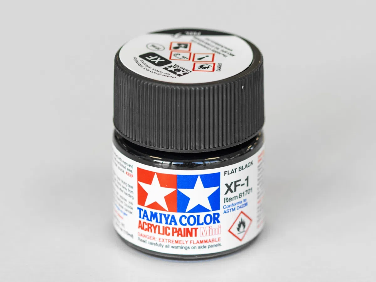 Tamiya 81701 - Pintura Acrílica Mini, Mate Negro Frasco de 10 ml, XF-1