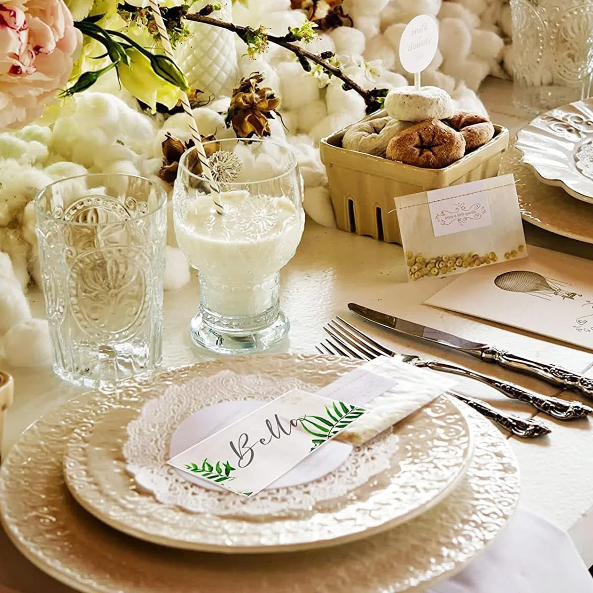 Tarjetas de Lugar de Acrílico Transparentes para Decoración de Mesa, Diseño en Blanco, 20 Piezas para Eventos y Restaurante