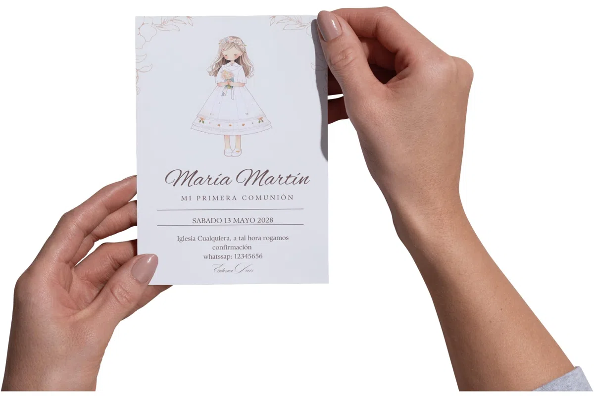 Invitación comunión niña | Pack de 16 invitaciones comunión niña diferentes opciones | Pack invitación 16 24 o 32 unidades | Invitación primera comunión personalizable (rubia pelo largo)