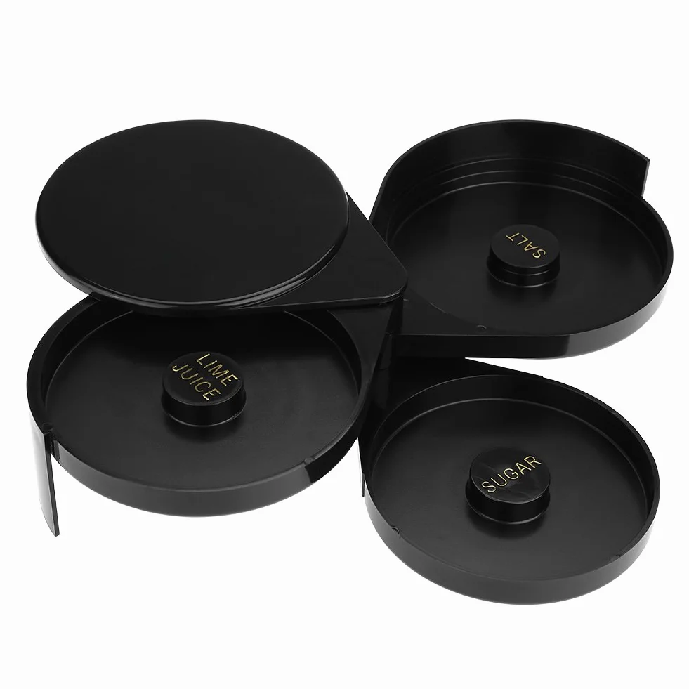 Pilipane Rimmer de Vidrio de Barra de 3 Niveles, Rimmer de Vidrio de Barra Negra para Margarita y cóctel, Herramienta de Camarero Rimmer de Vidrio de Barra con Esponja
