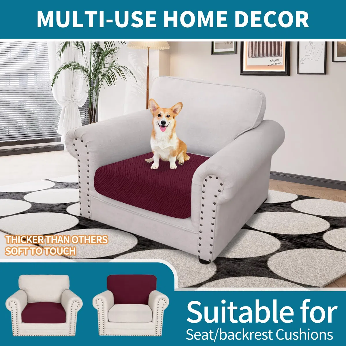 YSTELLAA Funda Asiento Sofa Elástico, Funda Cojin Sofa Separado Universal, Funda De Protección para Muebles, Ajustable, Antideslizante Y Suave, Lavable, 1 Asiento-X, Rojo