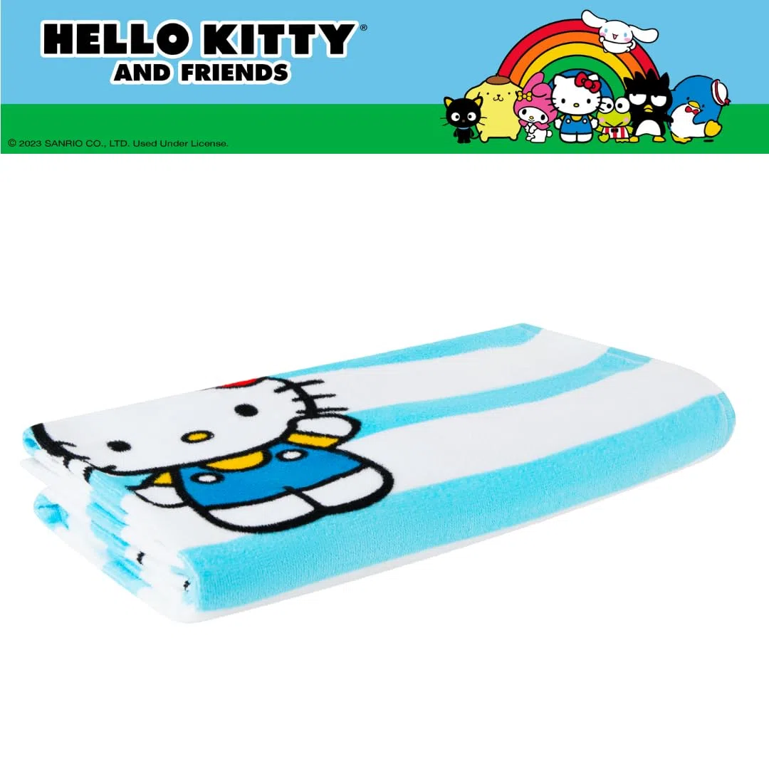 Franco Collectibles Sanrio Hello Kitty & Friends - Toalla de baño de algodón súper Suave, 60 x 30 Pulgadas (Producto Oficial)