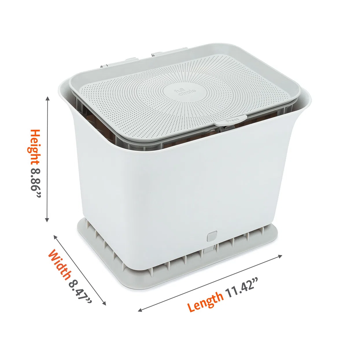 Full Circle Cubo de Basura de Encimera para Orgánicos | Compostador Anti-Olores | Apertura con Botón, Apto Lavavajillas, Incluye 5 Bolsas Compostables | Contenedor Compacto para Cocina