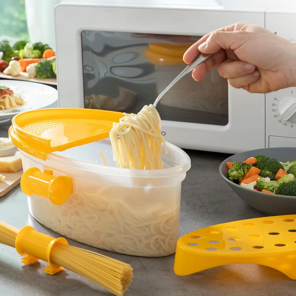CUECEPASTA PARA MICROONDAS 4 EN 1 CON ACCESORIOS Y RECETAS PASTRAINEST V0103301 INNOVAGOODS