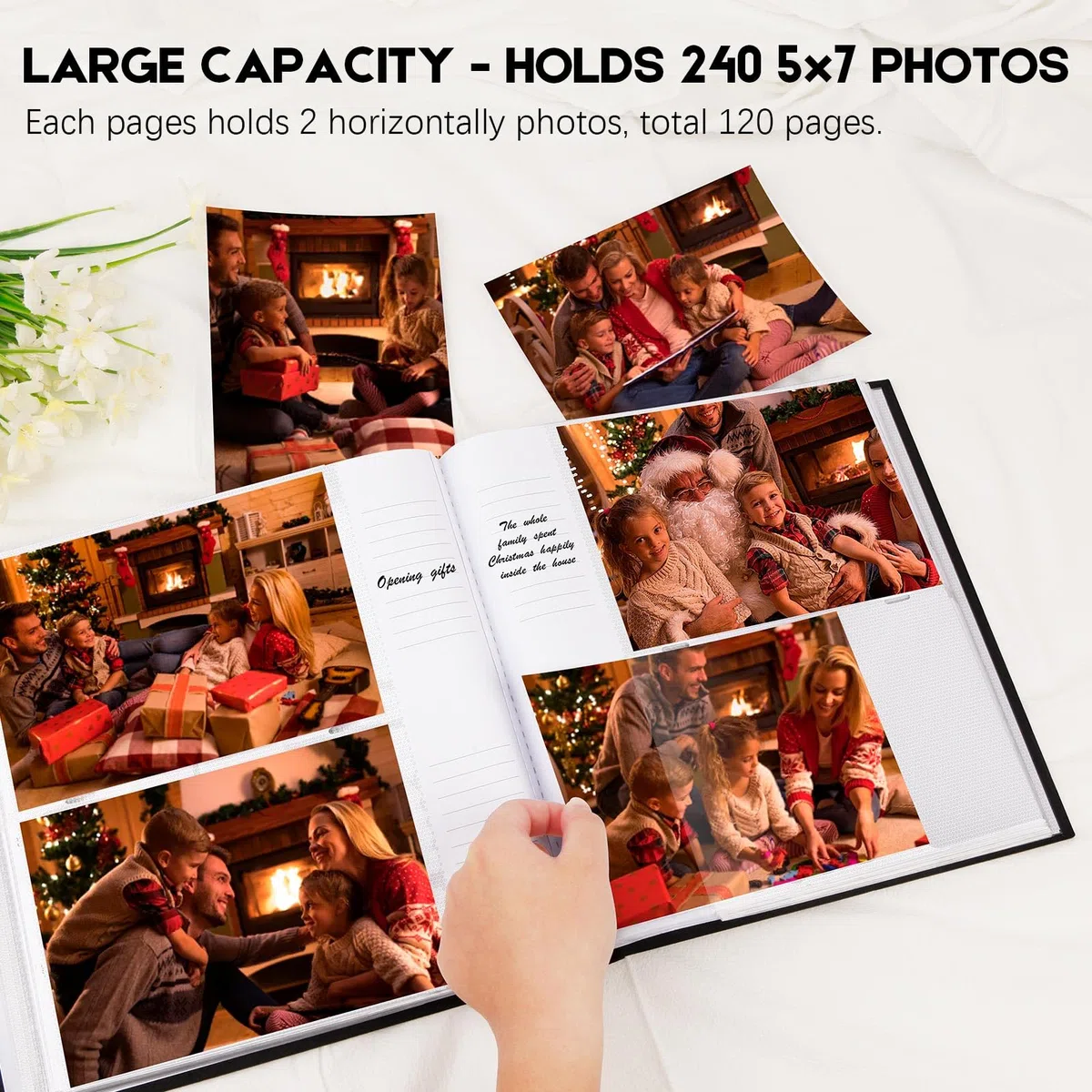 Álbum de fotos de 5 x 7 pulgadas, 240 fotos, marco de lino con áreas de notas, álbum de fotos de 5 x 7 pulgadas, álbum de fotos de boda de 5 x 7 pulgadas, libro de fotos de 5 x 7 pulgadas con espacio