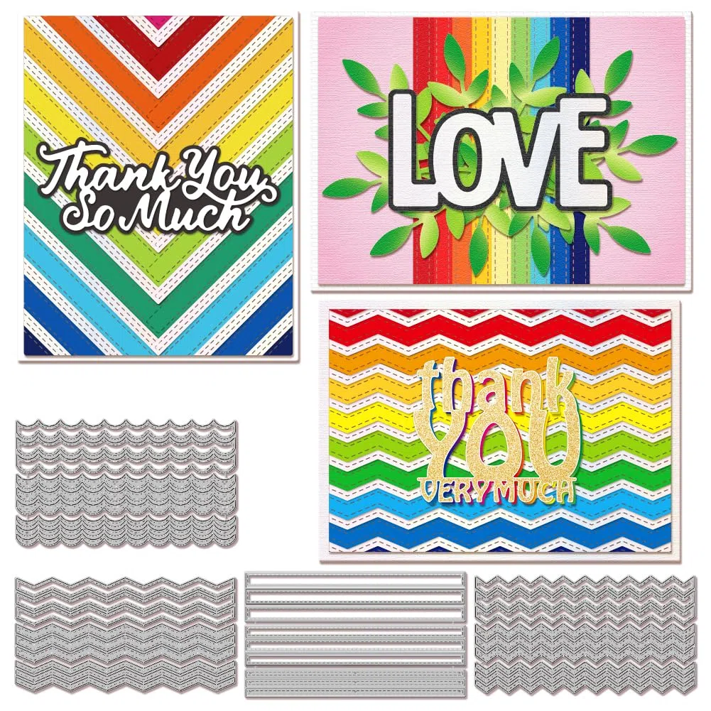 GLOBLELAND Troqueles de corte rectangulares para hacer tarjetas, troqueles de corte de ondas de encaje de metal, plantillas de corte para álbumes de recortes, diario, papel en relieve, decoración de