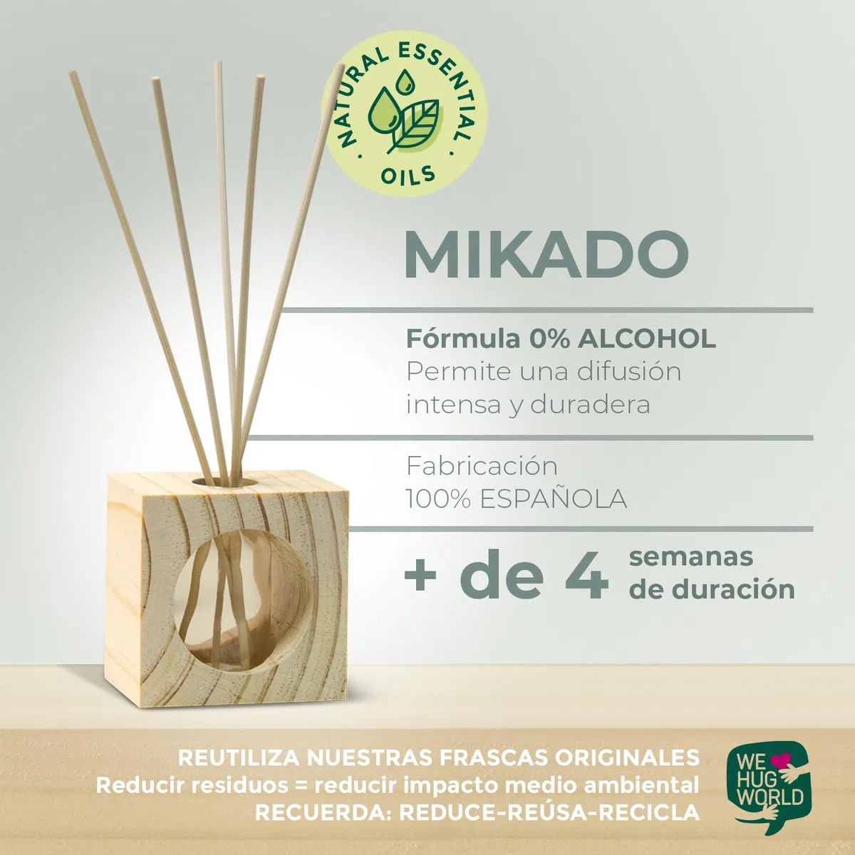 CRISTALINAS | Pack 3 Ambientador Hogar Mikado Cubo de Madera | Aroma Vainilla | 100% Puro | Larga Duración 4 Semanas | 3x30ml | 0% Alcohol