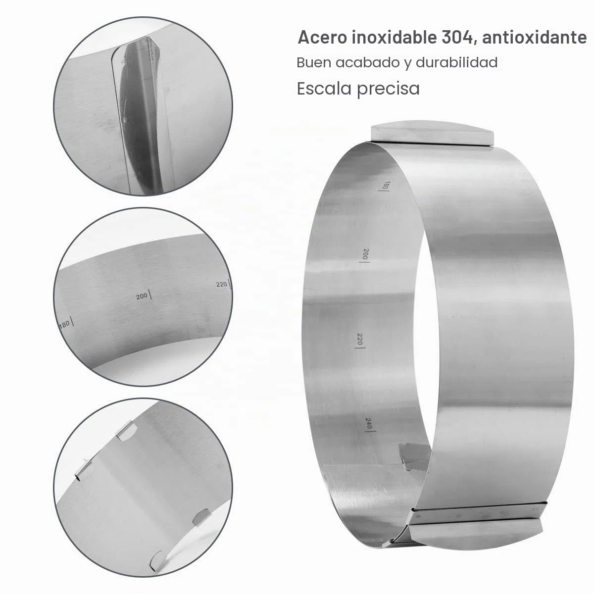 Molde Redondo Para Pasteles 16-30 cm Ajustable Aro Redondo Repostería con Acetato Reposteria Aro Con Escala Molde Redondo para Tarta Pastel Aros para Emplatar Anillo de Pastel Acero Inoxidable