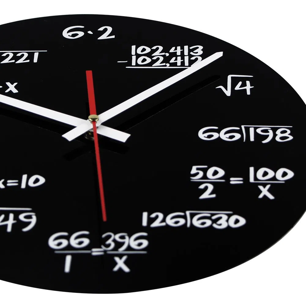 Reloj de matemáticas, reloj de pared único, reloj de pared diseño moderno, reloj de ecuaciones matemáticas - Cada hora marcada por una ecuación matemática simple.