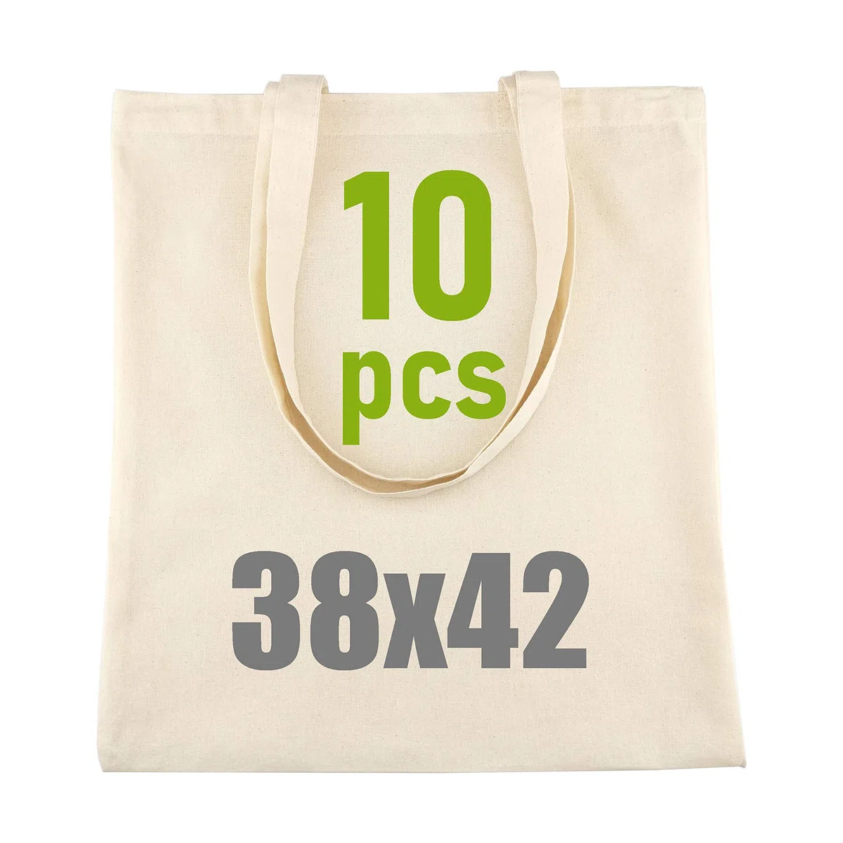 IDEA HOME Bolsa de Yute - Pack de 10 Bolsas de Algodón 100% - Bolsa de Tela para Pintar - 38x42 cm, 144 g/m² - Lona con Asas Largas - Reutilizable para Transporte