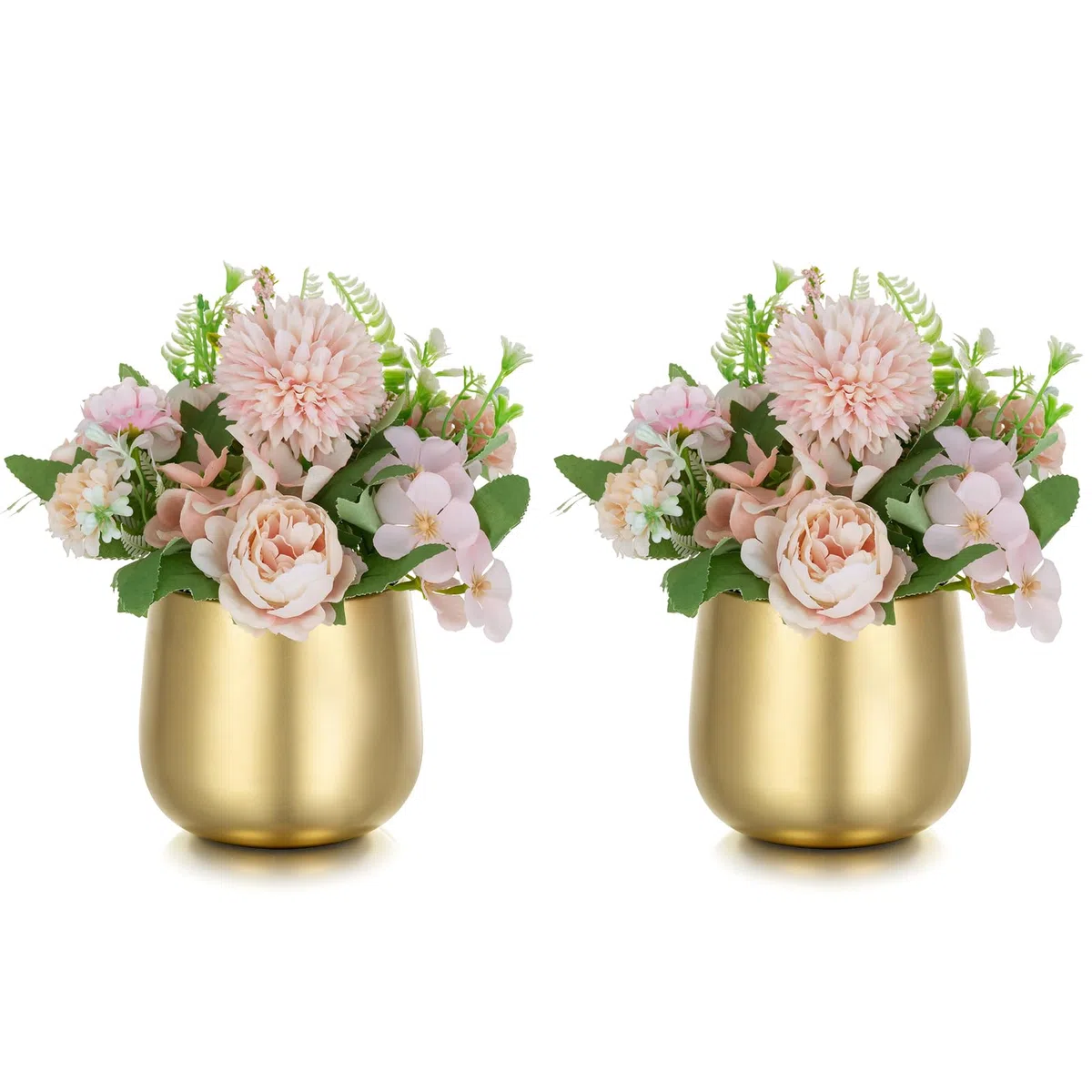 NUPTIO Florero Pequeño para Centros de Mesa: 2 Piezas 10cm Floreros Dorados Centro de Mesa Vintage para Bodas Cumpleaños Fiesta Decoraciones Metal Macetas Salón Balcón Adornos