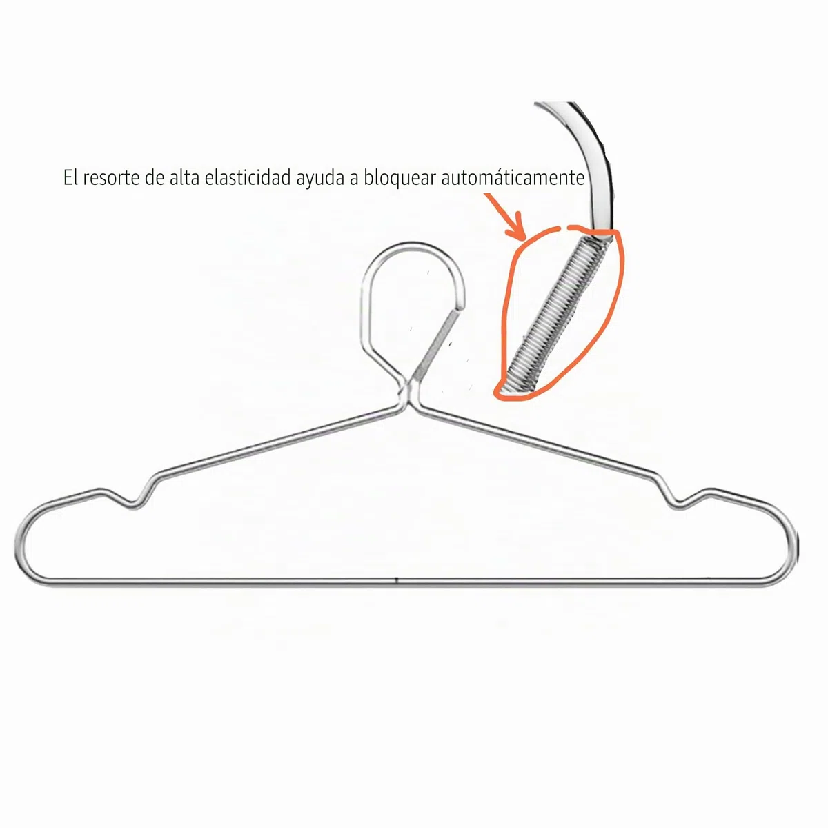 Paquete de 10 perchas de 42 cm con cerradura de alambre, perchas bloqueables de 4 mm, perchas de acero inoxidable, delgadas, resistentes, a prueba de viento, con gancho de cierre, perchas