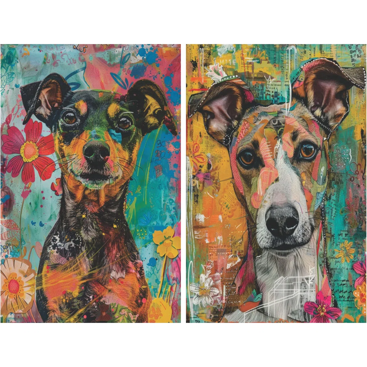 Papel de arroz Perros Abstractos, 20 x 26,6cm (6pc) - 6 Diseños para Scrapbooking Tarjetas Manualidades, Decoupage by CRAFT KREATIVELY