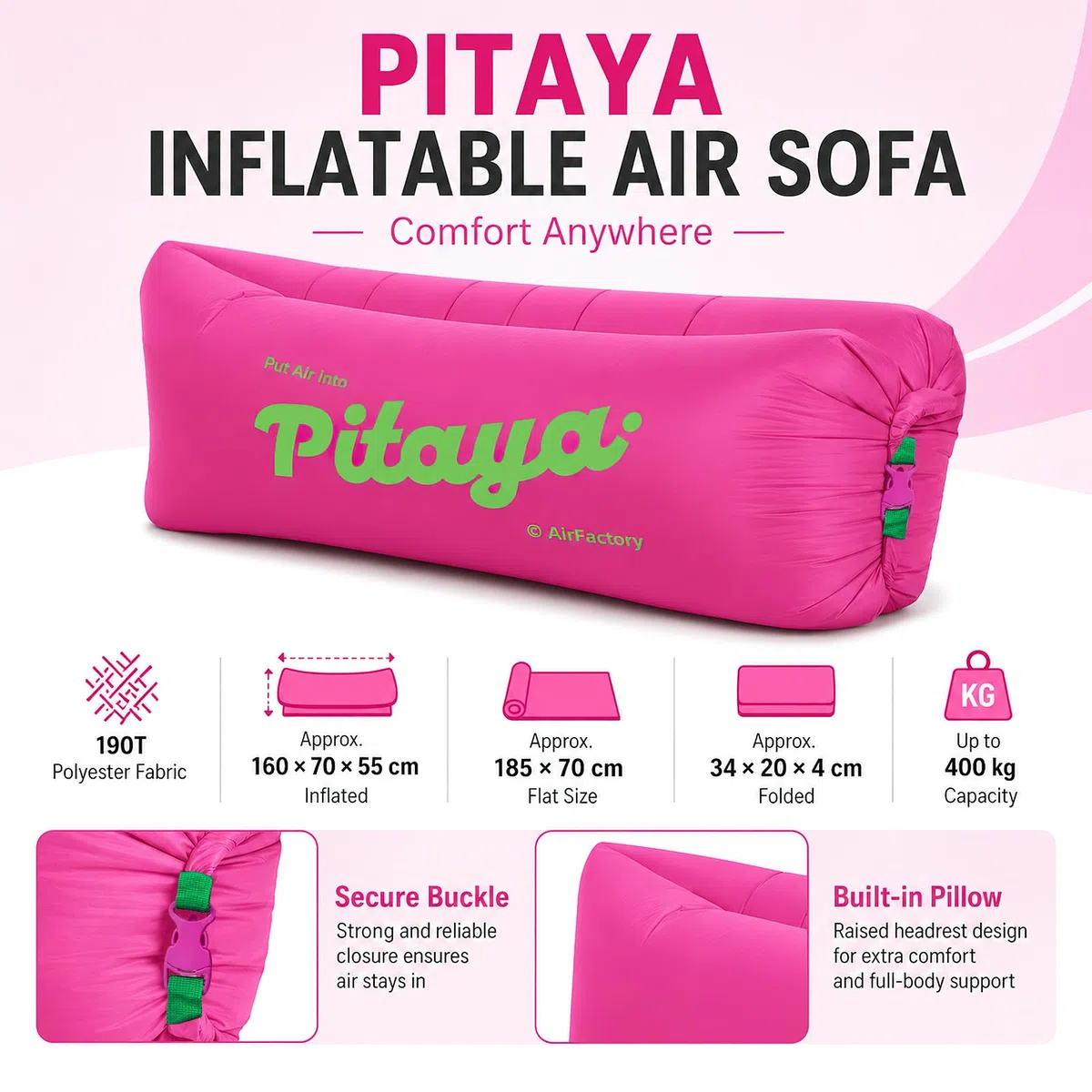 Sofá Inflable, Tumbona Inflable, Silla de Playa Inflable, Sofá Inflable para Acampar Portátil, Tumbona para Exteriores Plegable, para Playa, Viajes, Acampadas y Picnics (B)