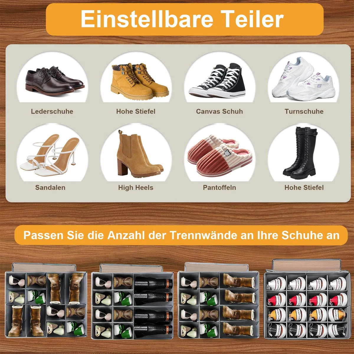 Organizador Zapatos Armario,Plegables Cajas Zapatos Transparentescon 16 Pares con Ventana Malla Zapatos Planos, Zapatillas de Deporte, Zapatillas(45x44x33cm,Gris Oscuro)