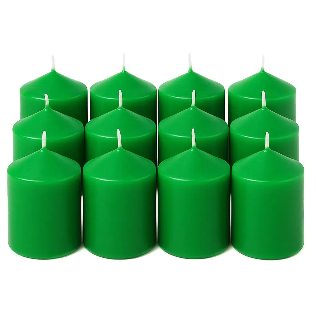MGE - Velas Perfumadas - Velas Decorativas - Velones Aromáticos - Velas para Ambientar el Hogar - Velas Pilar - 12 unidades - Fabricado en España (Verde - Melón-Sandía)