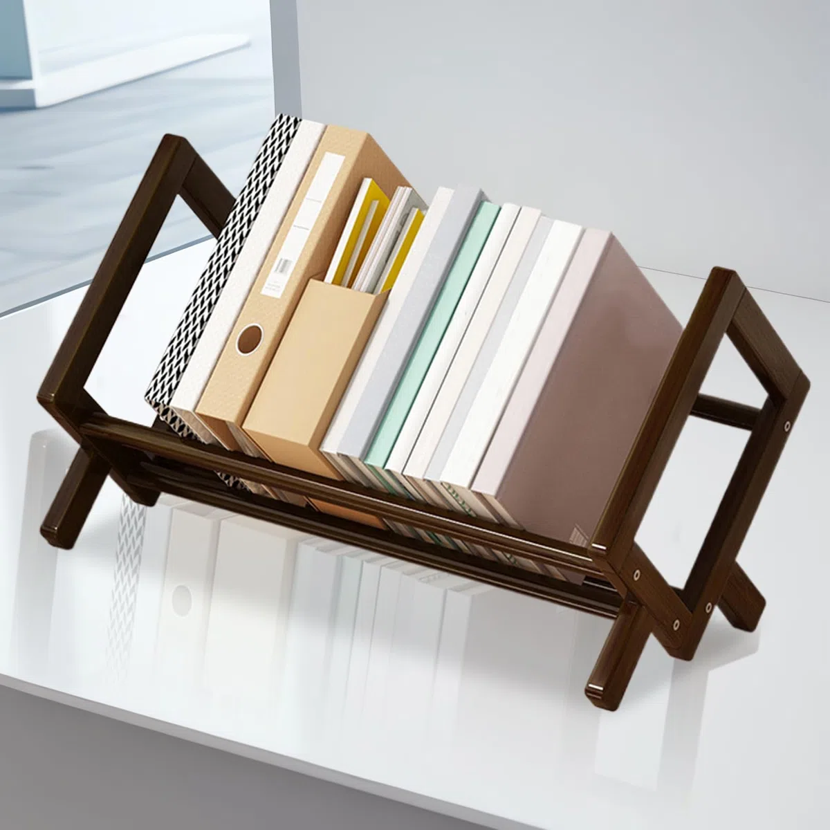 Genérico Adjustable Desk Shelf - Desks Bookshelf | Floor-Standing Bookshelf, Desk Display Shelf, Desks Bookcase with Not Slip Feet, for Home Office