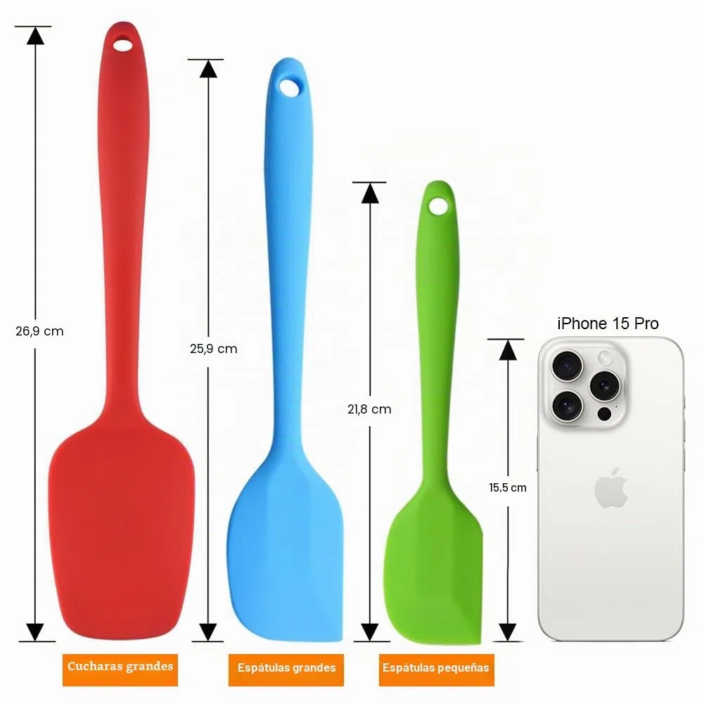 MOACC Espatula de Silicona Lenguas Cocina con Núcleo de Acero, No Tóxico, Antiadherente, Resistente al Calor, Utensilios para Cocina y Horneado, Set de 4 Piezas