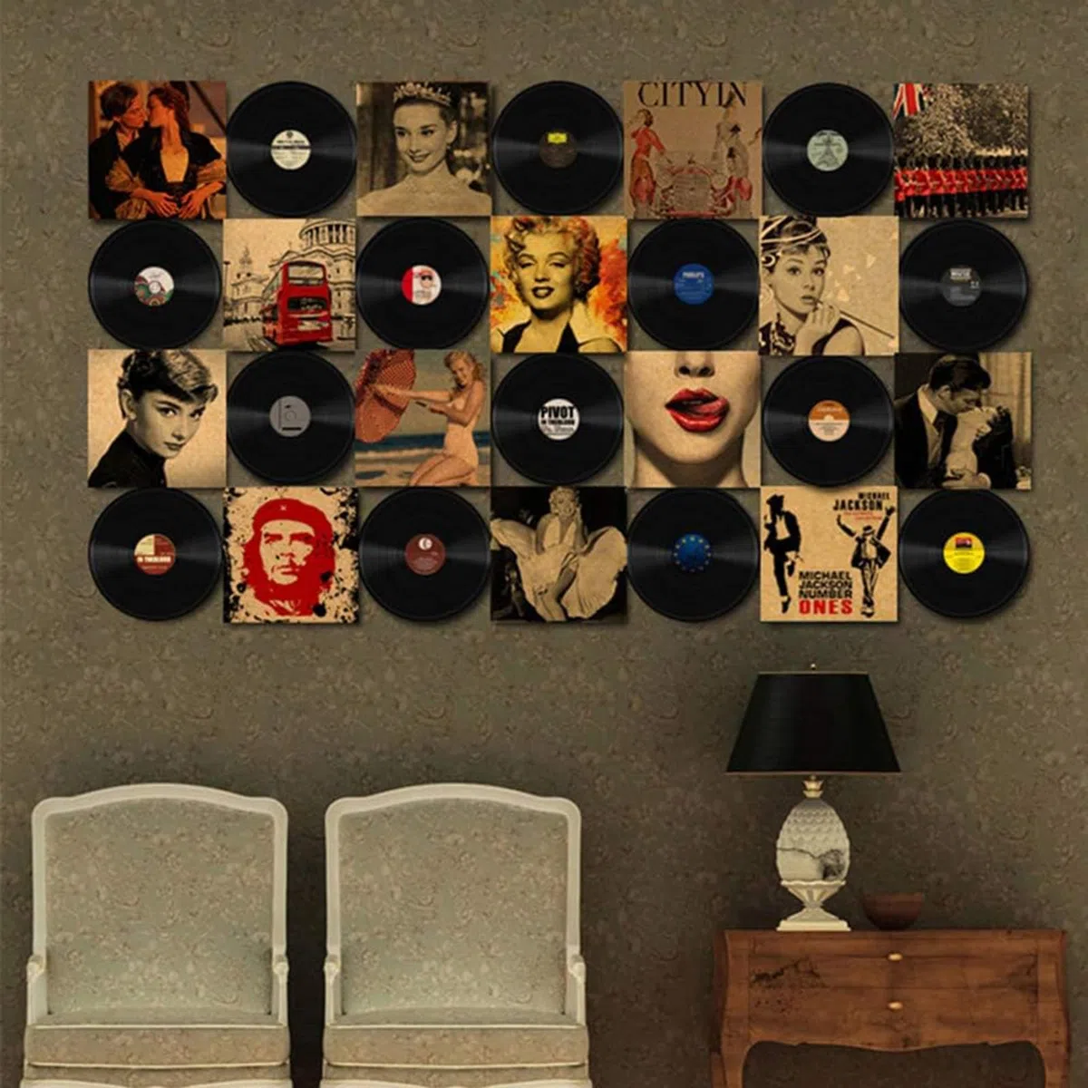 LZYKJGS 8 Piezas Disco De Vinilo Retro, Estilo Aleatorio, Pared De Decoración De Discos De Vinilo, Diseño Retro De Discos De Cd, para Puede Utilizar En Café (7 inch)