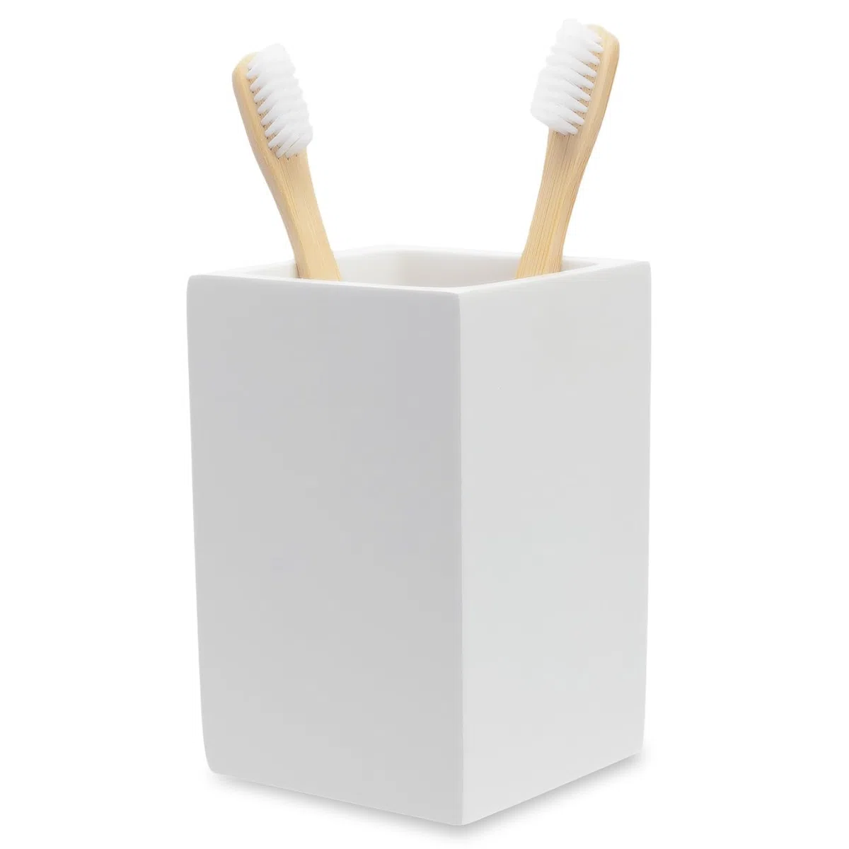 Yew Design portacepillos y portapasta de Dientes, Blanco Mate, para baño y Lavabo – Organizador Angular para cepillos eléctricos, Hilo Dental, maquinillas de Afeitar