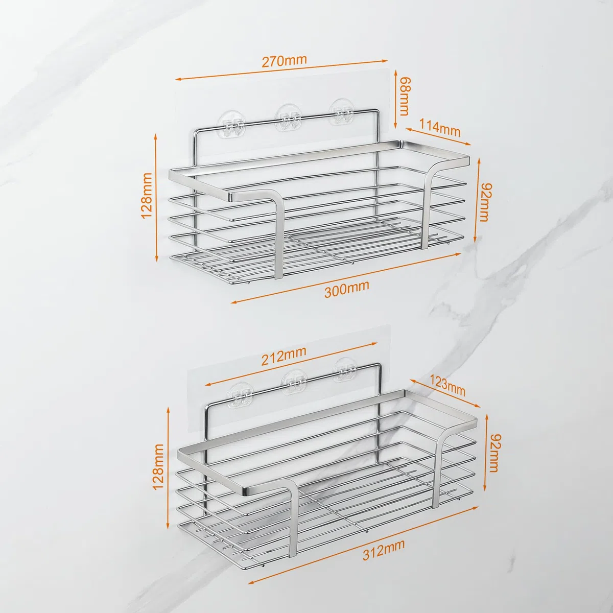 Ibergrif M34036A Estante de Ducha, Estantería Baño sin Taladros, Organizador Ducha Autoadhesivo, Montaje de Pared, 2 Piezas, Plata