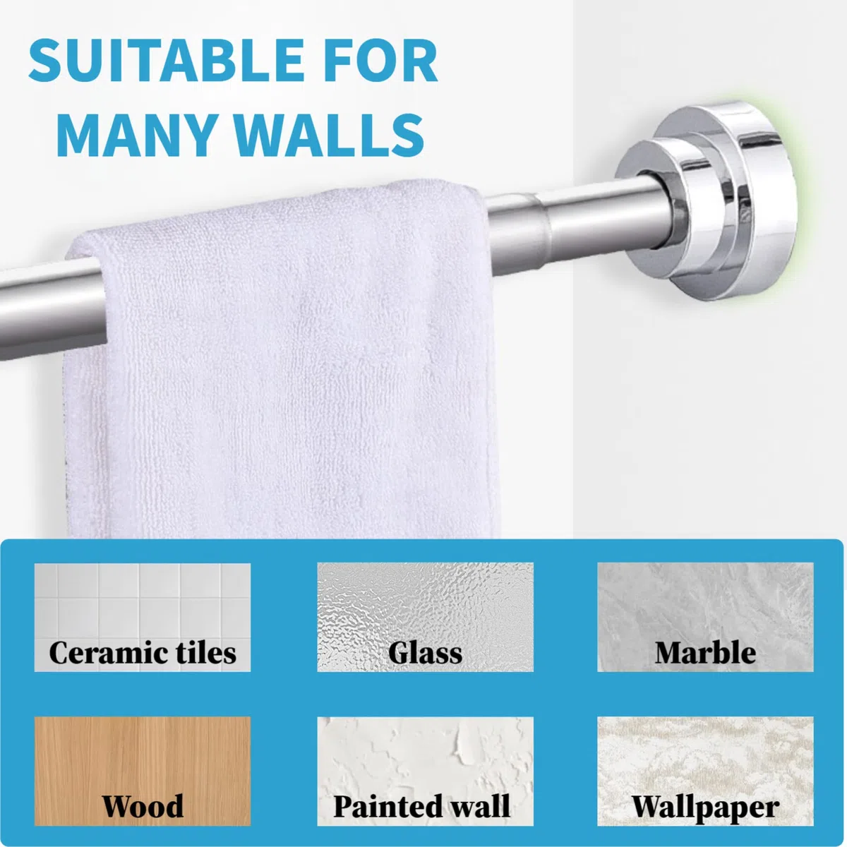 Barra Cortina Ducha Sin Taladrar, 65-206cm Barra Cortinas Extensible de Acero Inoxidable Antióxido y Antideslizante, Barras Ducha Extensible para Ventanas Baño Armario Cocina, Plateado