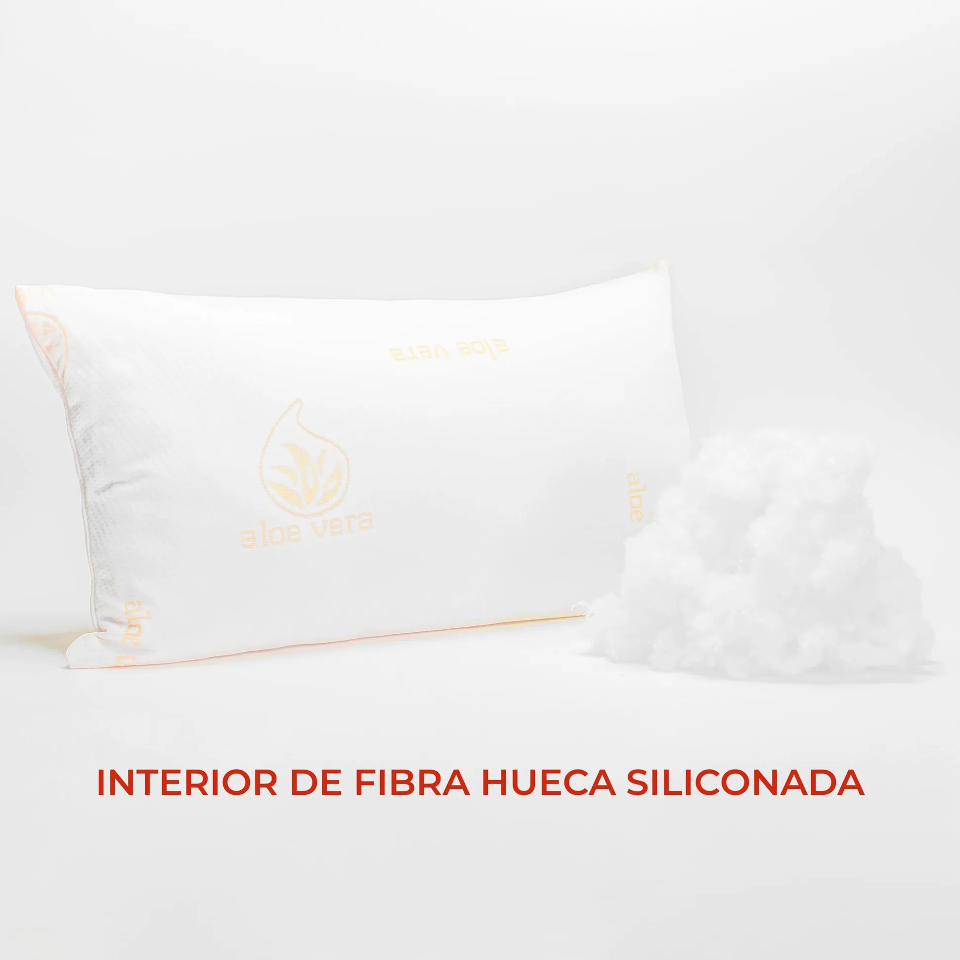 Almohada Aloe Vera 135cm de Fibra Hueca Siliconada, Firmeza Baja, Antialérgica (1, 135cm)