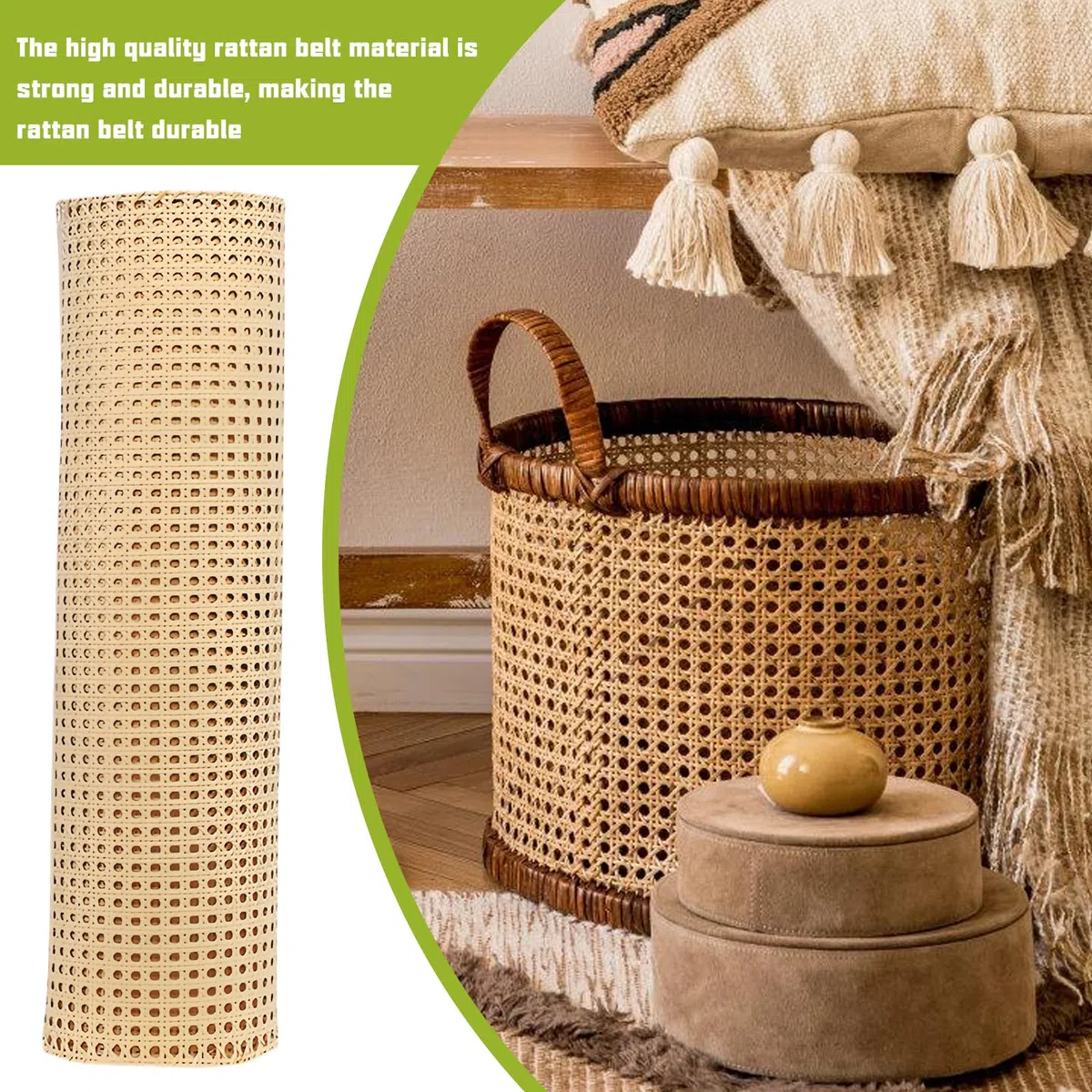 Rollo de ratán natural, 40 x 100 cm, hecho a mano, cinta de ratán trenzado, cinta de ratán para muebles y decoración del hogar