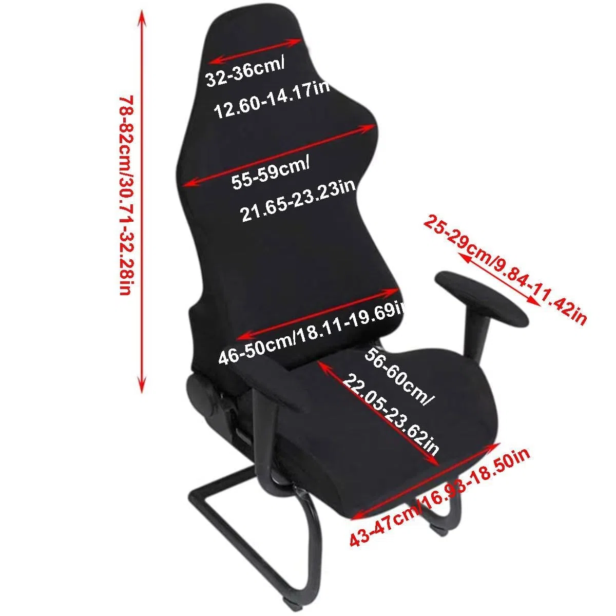 Juegode4 fundas para silla de videojuegos con reposabrazos/respaldo de silla, funda para silla de oficina, antideslizante,extraíble,lavable,buena elasticidad, para sillas de juegos,usw (Negro)