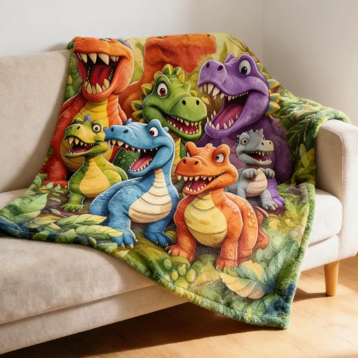 Manta de dinosaurio de 150 x 130 cm, manta supersuave para niños, niños, niñas, manta de vellón para niños, manta grande y acogedora como regalo para cama, sofá, sofá