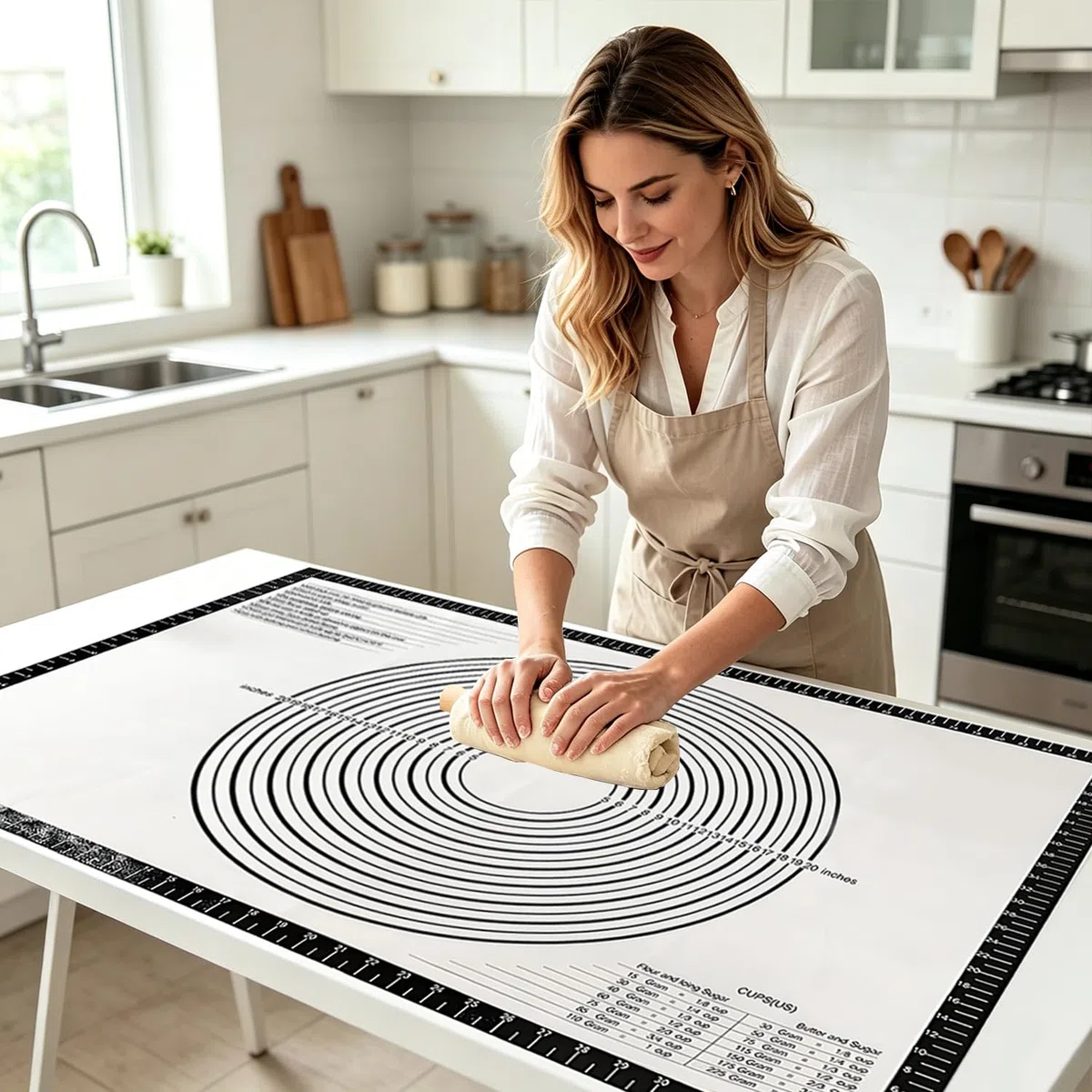 Tapete de Silicona Para Hornear, Alfombrilla de silicona Antiadherente, Tapete de Silicona para Amasar para Repostería, Hornear, Pastelería(91 x 61 cm)