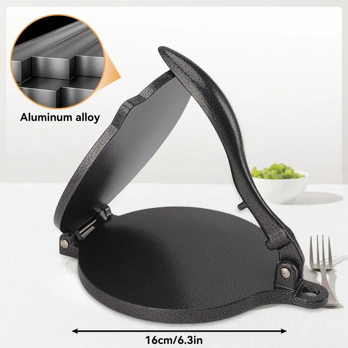Prensa Para Tortillas, Máquina Para Hacer Tortillas Manual Roti Maker Prensa Para Masa Máquina Para Quesadillas Prensa Para Tortillas De Aleación De Aluminio Prensa Para Rotis Prensa(16cm-Negro)