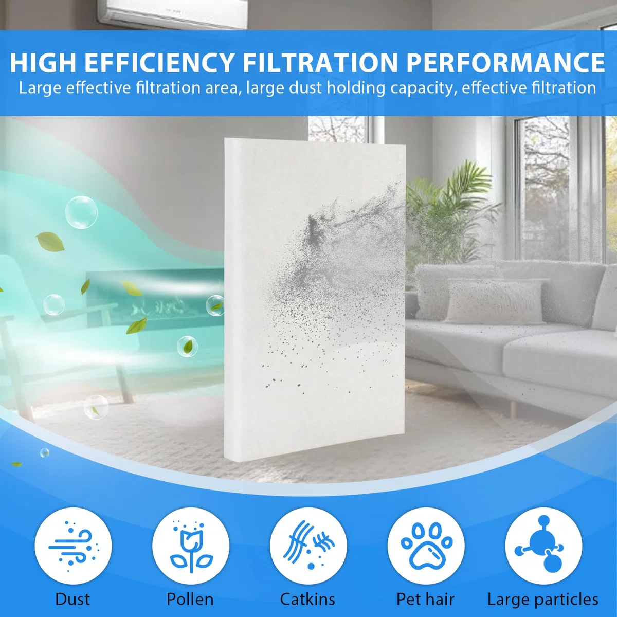 Filtrina Aire Acondicionado Clase de Filtro G4 Filtros de Repuesto 50 * 120CM Pet Filtro Aire Acondicionado por Conductos para Sistemas de Ventilación y Aire Acondicionado Domésticos XX