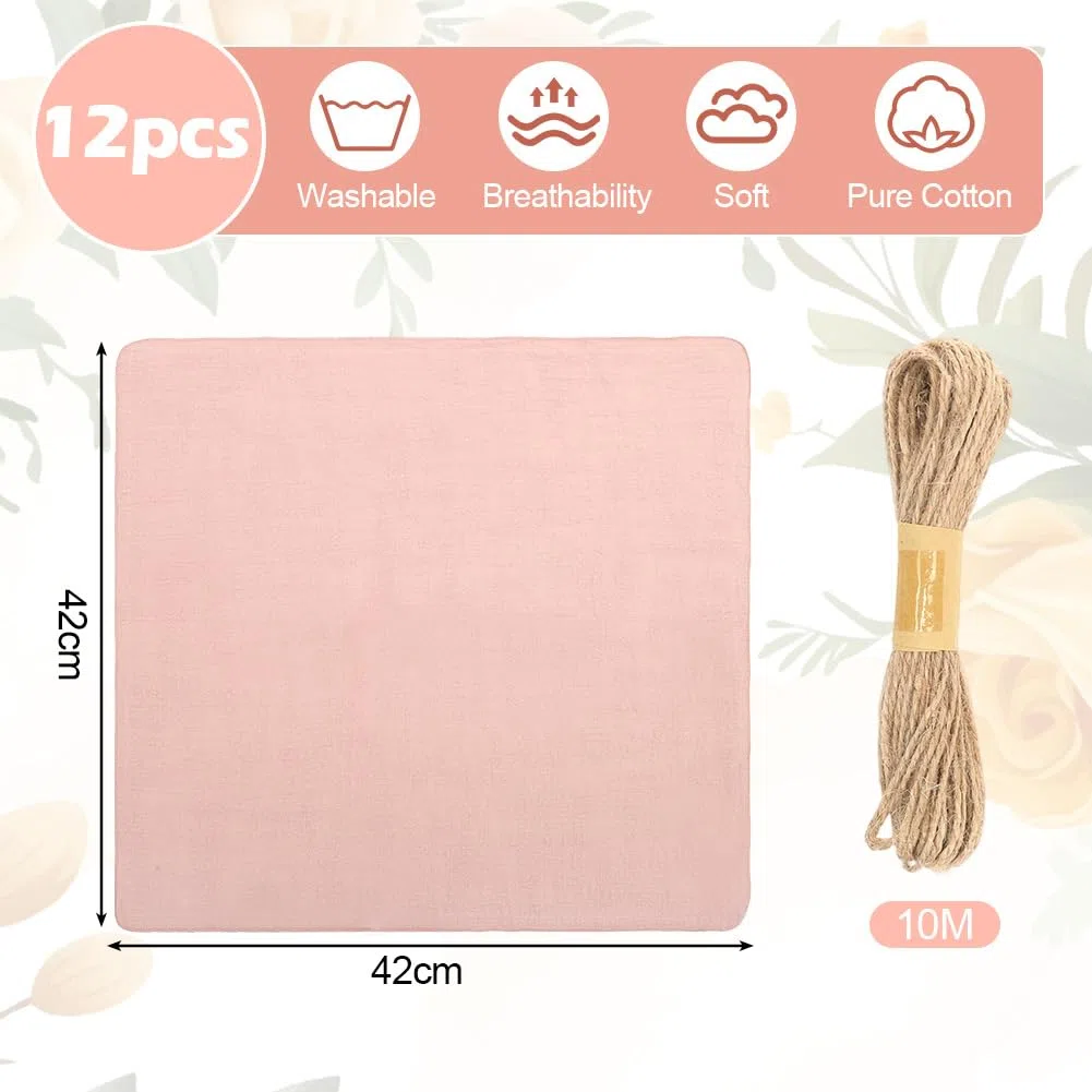 Servilletas de tela rosa, juego de 12 servilletas de tela de algodón, 43 x 43 cm, servilletas de tela de algodón, servilletas reutilizables para bodas, cumpleaños, cenas