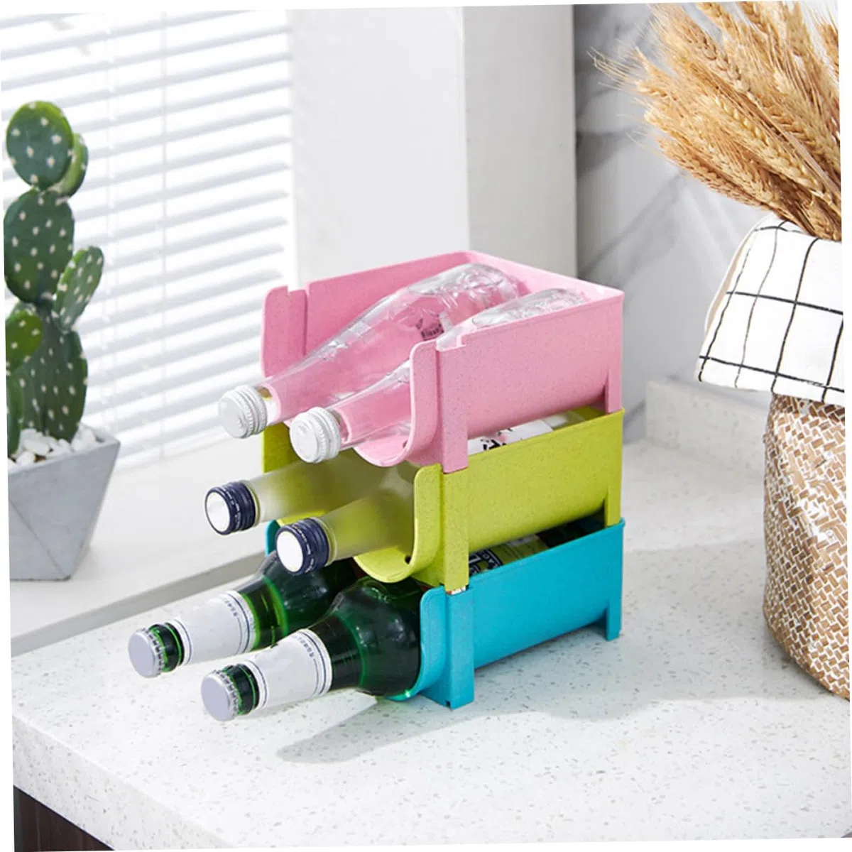Estante De Cerveza Multifunción Apilable 3 Piezas Organizador De Botellas para Cocina Bar Y Oficina Soporte Estable para Almacenamiento De Bebidas Y Refrescos