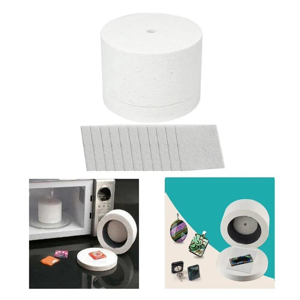Horno de microondas de cerámica de 12 x 8,3 cm para principiantes, ecológico, profesional, para fusionar vidrio, kit de horno microondas