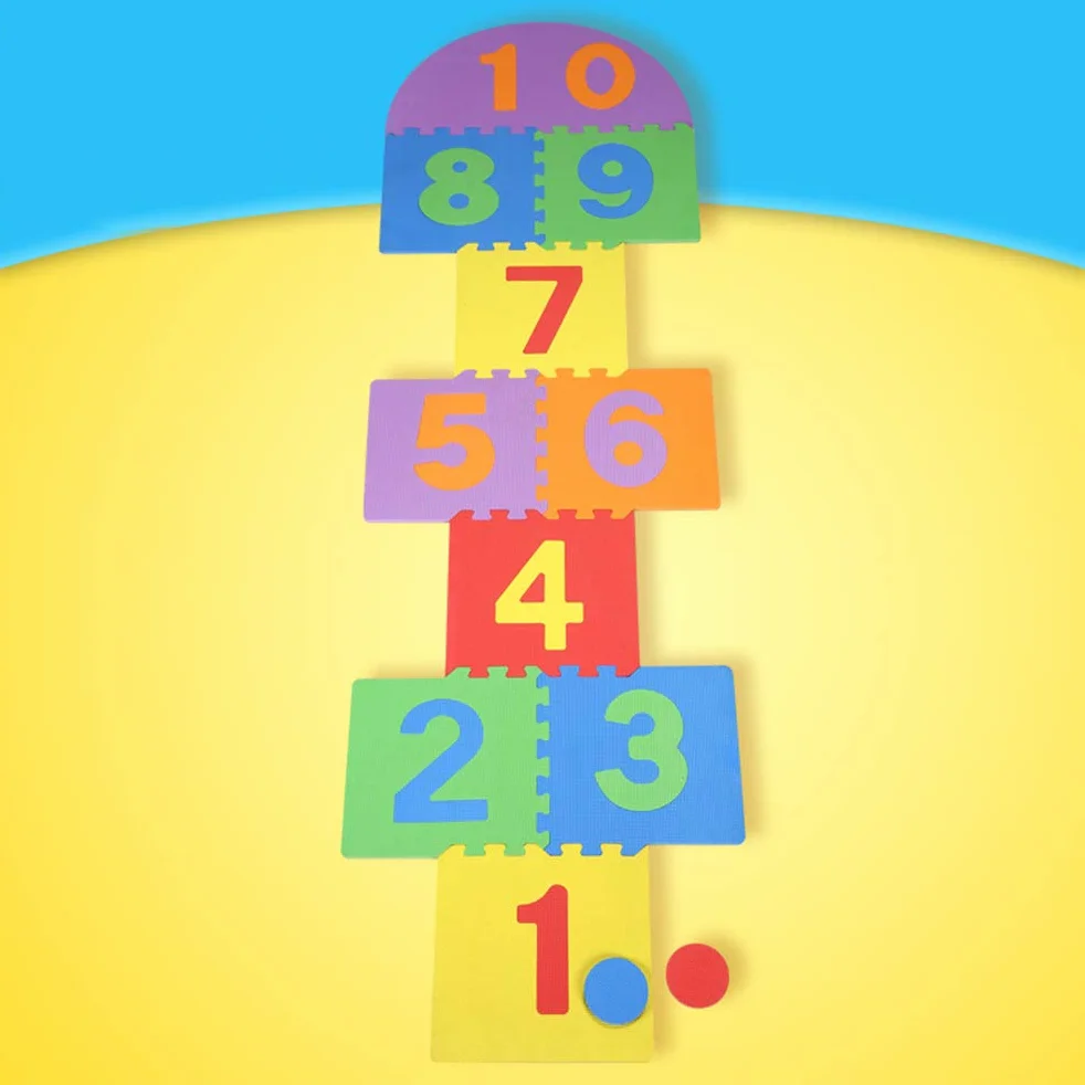Juego de Estera de Rayuela para Niños, Azulejos Entrelazados de Espuma EVA Suave, Juego Familiar para Jardín Interior y Exterior, Juguetes de Espuma, Discos de Cuatro Piezas. Foam P Tapete