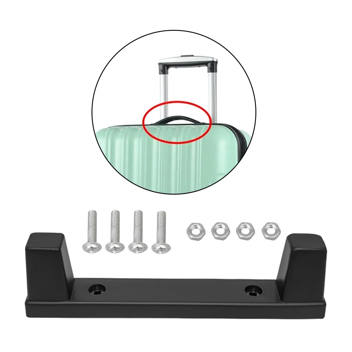 Soporte para patas de equipaje, pasador de equipaje, alto rendimiento, duradero, resistente, PP negro, almohadilla de pie para maletas de viaje, Negro , 20,2 cm x 3 cm x 5,3 cm