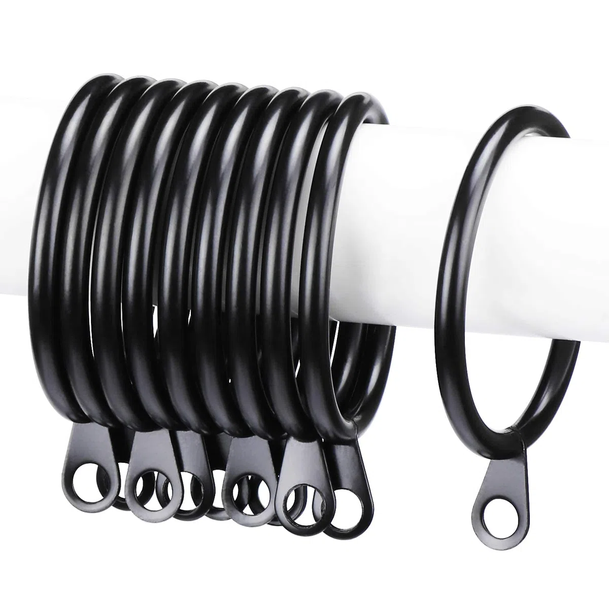 60 Piezas Anillas para Cortinas 38mm de Diámetro Interno de Anillos de Cortina de Metal Anillas Colgante para Cortina y Barras (Negro)