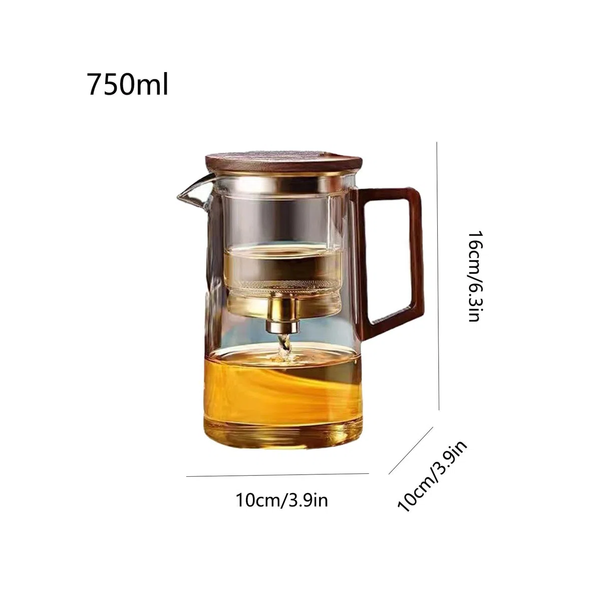 con infusor – con colador de vidrio para separación de agua, mágica ergonómica para lavavajillas, transparente de un toque para té de flores y té verde