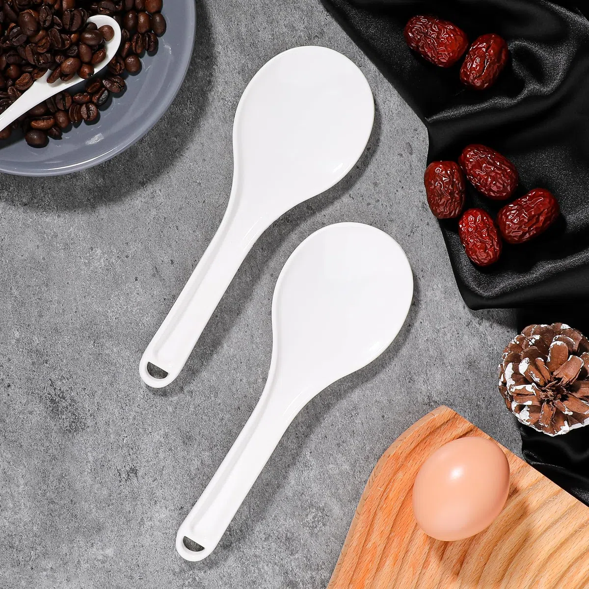 2 cucharas de arroz antiadherentes blancas para arroz, cuchara para cocinar arroz, espátula de 7.87 pulgadas