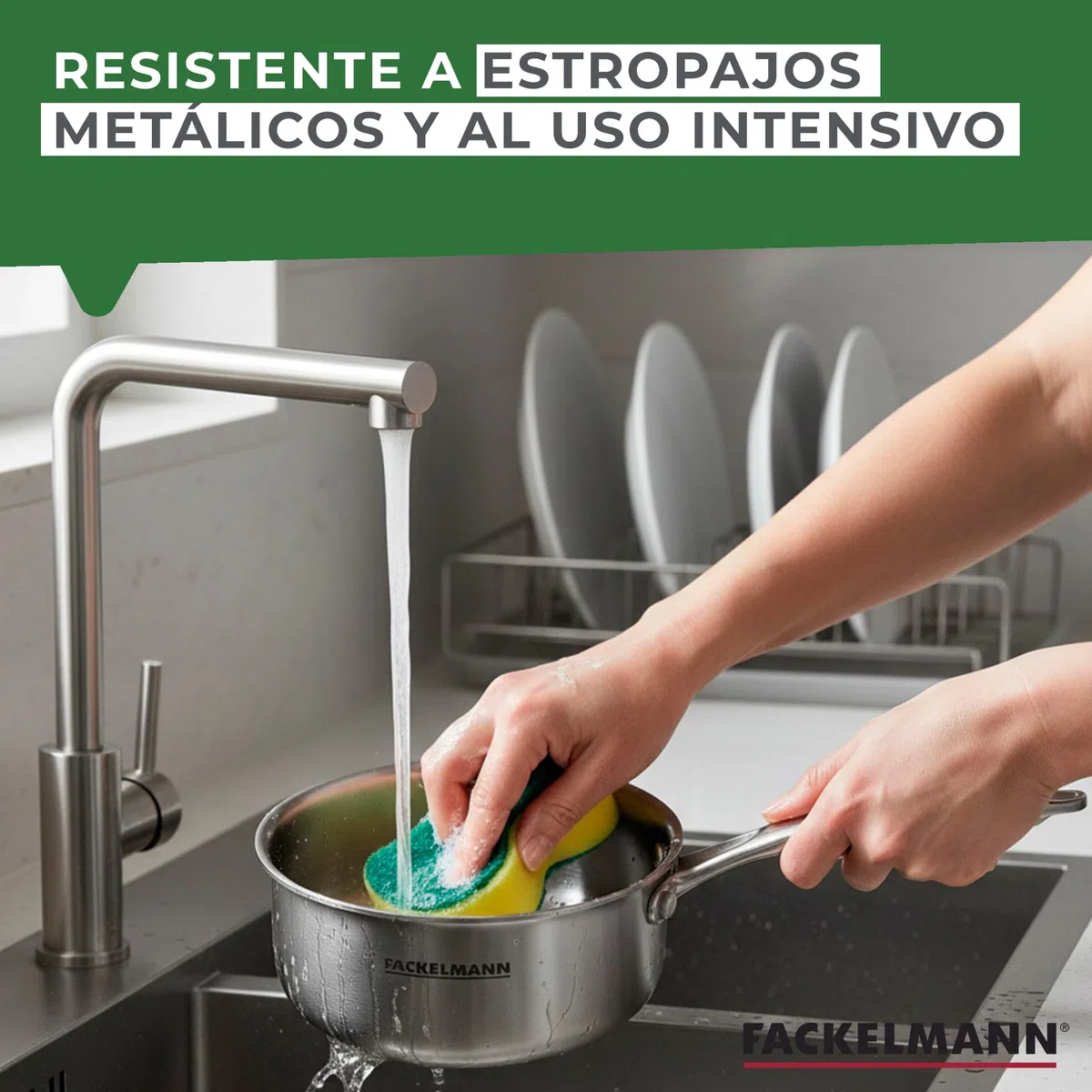 Fackelmann Vita3 Cazo Inoxidable 16 cm, Acero Inoxidable Triply con Triple Fondo Difusor, Sin Antiadherente, Sin PFA, Apta para Inducción, Gas, Vitro y Horno, Sellado Perfecto, Lavavajillas