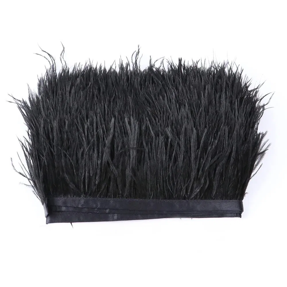 Tiras tela plumas avestruz,cinta flecos plumas,borde plumas avestruz,flecos con cinta raso para atrapasueños,sombreros,manualidades,decoración del hogar,Halloween,decoración DIY 2 metros,negro