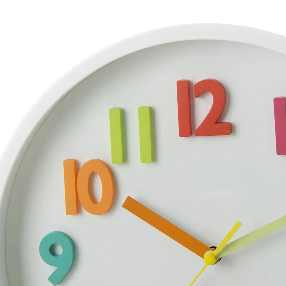 LOLAhome Reloj de Pared Infantil Blanco de plástico para Dormitorio Child