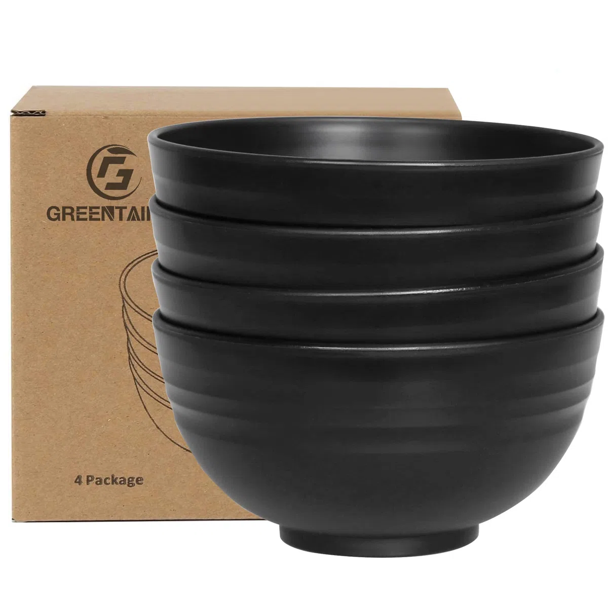 Greentainer Juego de 4 Cuencos 710ml (24oz), Boles para Cereales y Ensalada, Aptos para Microondas y Lavavajillas, Irrompibles y Apilable（Negro）