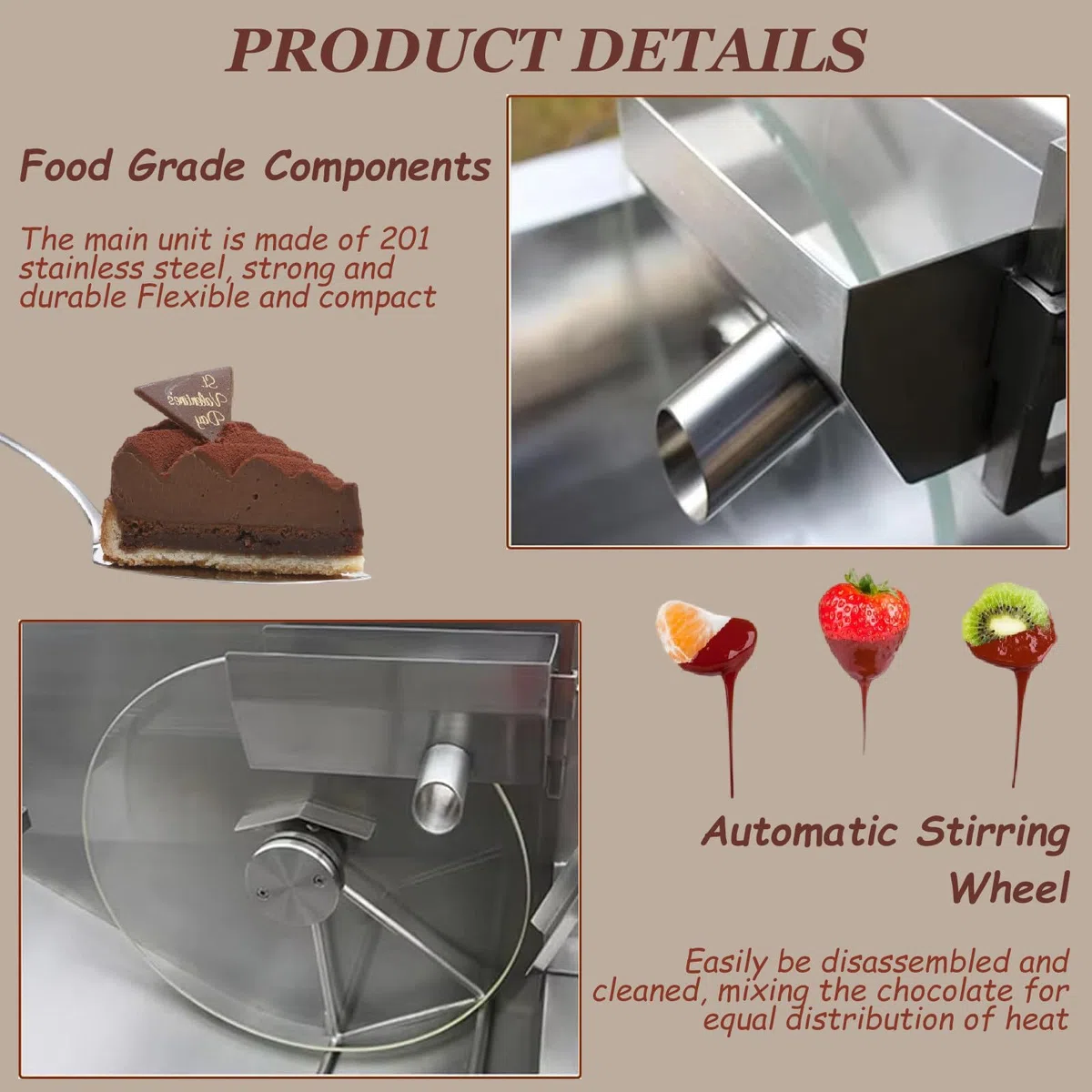 Máquina mezcladora para derretir Chocolate Caliente, mezcladora de Ruedas de Chocolate, creadora de temperado, máquina eléctrica de deposición de Chocolate, Acero Inoxidable (220v)